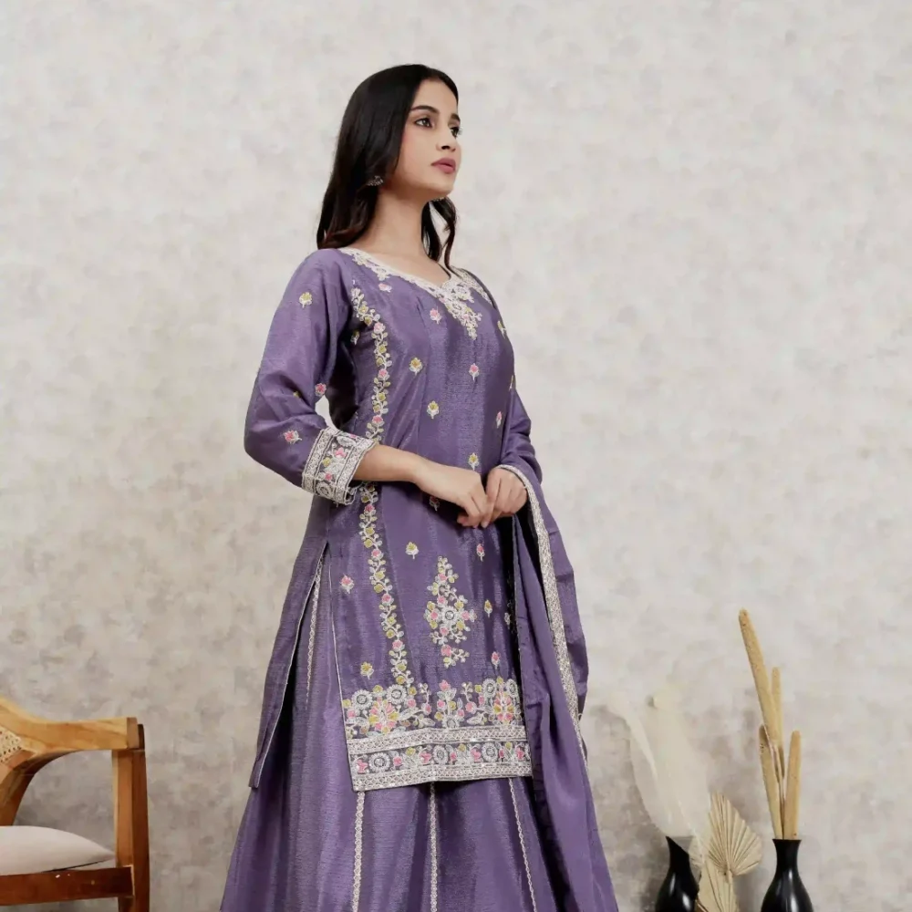 Chinon Silk Lehenga Choli Set - Image 3