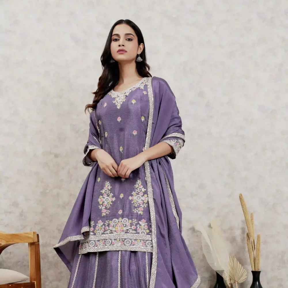 Chinon Silk Lehenga Choli Set