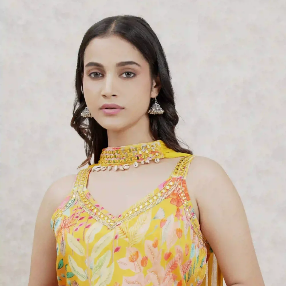 Muslin Chinon Kurti and dhoti pant Set - Image 3